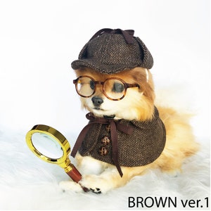 Dogs Sherlock Holmes Hat & Cape Set! HANDMADE dog detective hats, dogs herringbone caps, detective costume, pet hoodies, puppy muffler, hats