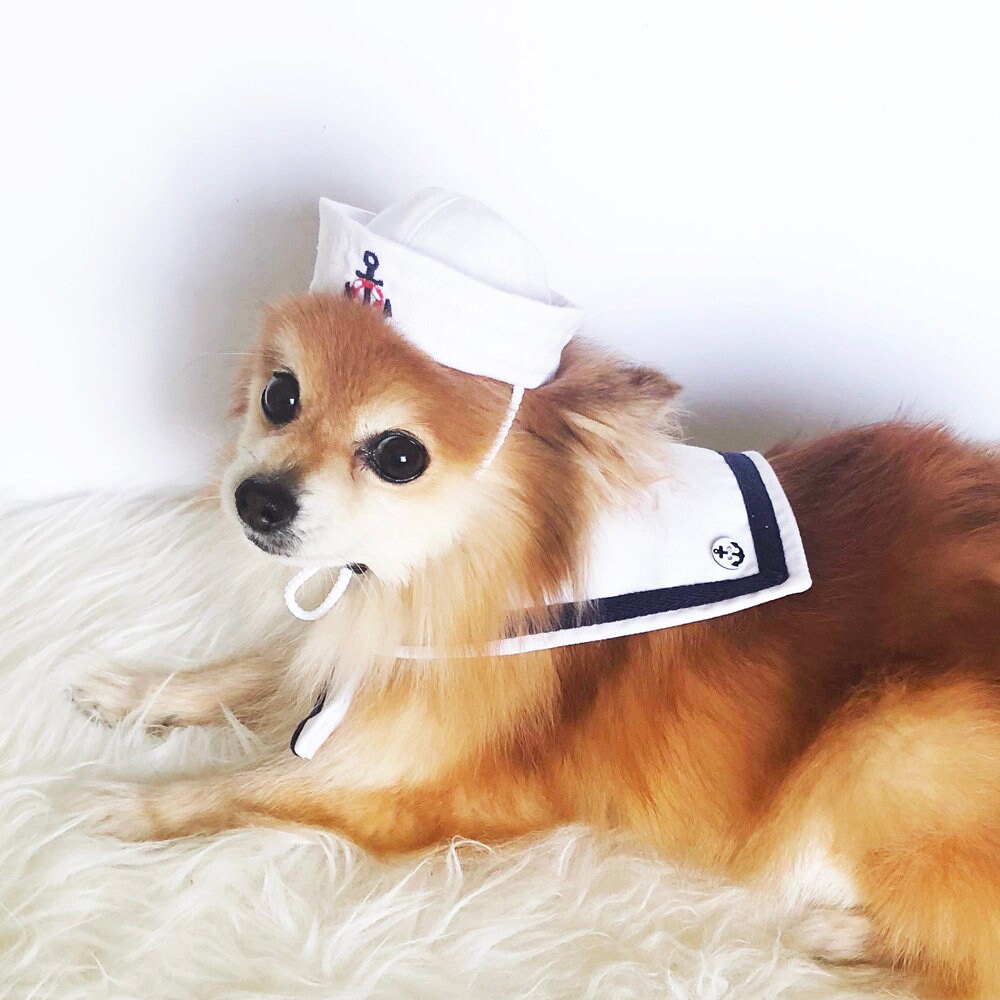 Dogs Sailor Hat Cape Set HANDMADE Dog 