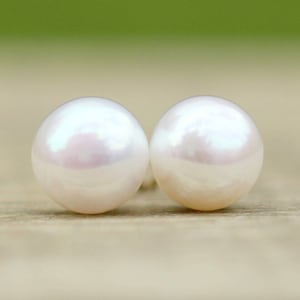 Brincos de pérolas Prata esterlina, brincos de pérolas de água doce, brincos de pérolas brancas, brincos de pérolas, brincos de pérolas verdadeiras, presente para madrinhas