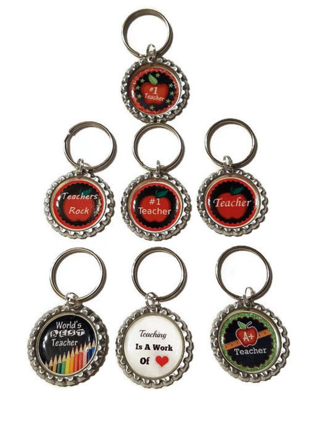 Teacher Bottle Cap Keychain You Choose Design Teacher Etsy