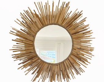 Natuurlijke bamboe wandspiegel, decoratieve ronde spiegel, spiegel in boho-stijl, wanddecoratie, decoratieve spiegel - SPIEGEL TEXAS SAUVAGE