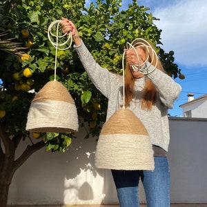 Pendant lamp jute boho and rustic style, Jute ceiling lamp, Boho lamp, Decorative ceiling lamp, Rustic ceiling lamp - TROPIC II
