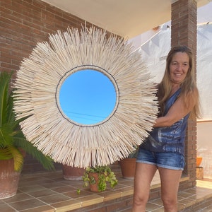 Rattan mirror wall decor, Boho decor, Mirror wall decor, Boho mirror wall decor, Large round wall decor, Wall decor mirror MIRROR CANCUN imagem 5