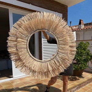 Rattan mirror wall decor, Boho decor, Mirror wall decor, Boho mirror wall decor, Large round wall decor, Wall decor mirror MIRROR CANCUN imagem 8