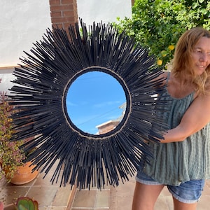 Boho mirror wall decor, Rattan mirror decor, Round mirror wall decor, Boho round mirror wall decor, Wall decor mirror - MIRROR CANCUN
