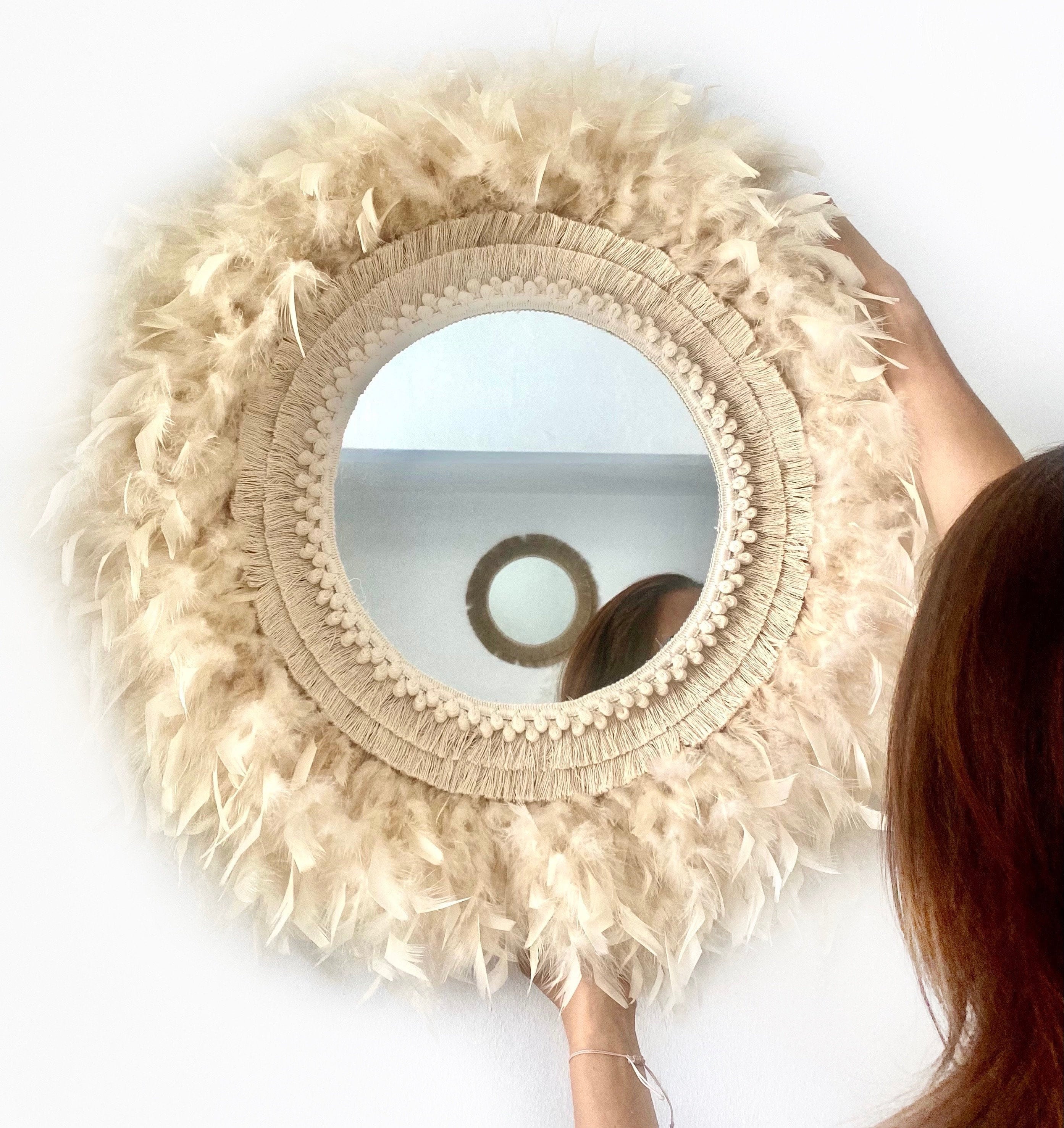 Wall Feather Round Mirror Feather Mirror Wall Decor Round Etsy UK