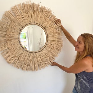 Rattan mirror wall decor, Boho decor, Mirror wall decor, Boho mirror wall decor, Large round wall decor, Wall decor mirror MIRROR CANCUN imagem 3