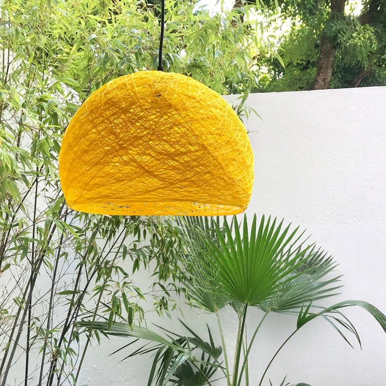 Pendant light plug in, Hanging lamp nordic style, Plug in hanging light, Swag lamp, Hanging lamp plug in, Ceiling lighting HALF SPHERE Yellow