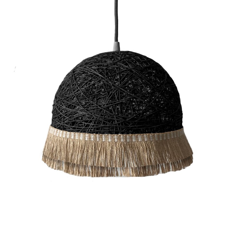 Jute Pendant Light Lighting Boho Style Pendant Light Plug Etsy