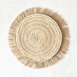 Raffia round mirror wall decor, Boho raffia mirror, Decorative mirror decor, Raffia mirror wall, Boho wall decor MIRROR RAFFIA TURNED zdjęcie 10