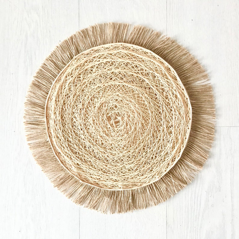 Raffia round mirror wall decor, Boho raffia mirror, Decorative mirror decor, Raffia mirror wall, Boho wall decor MIRROR RAFFIA TURNED image 10