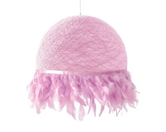 Pink feathers pendant light, Pendant light, Nursery pendant light, Kids pendant lamp, Nordic pendant lamp, Feathers lamp - HALF FEATHERS