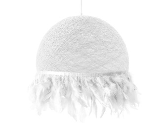 Lámpara de plumas blanca, Lámpara para niños, Iluminación plumas, Iluminación bebés, Lámpara de techo boho, Lámpara plumas - HALF FEATHERS