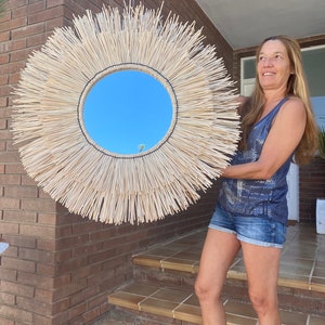 Rattan mirror wall decor, Boho decor, Mirror wall decor, Boho mirror wall decor, Large round wall decor, Wall decor mirror MIRROR CANCUN imagem 2