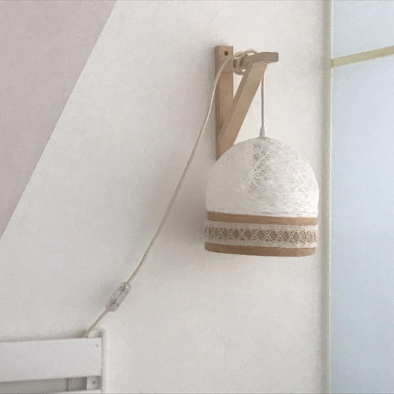 Plug In Pendant Lamp With Wooden Stand Wall Lamp Plug In With Wooden Support Boho Style Boho Pendant Light Plug In Nordic Pendant Lamp