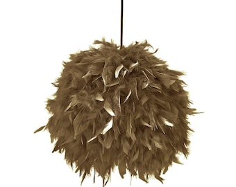 Braune Federlampe, Boho-Deckenlampe, Kinderlampe, Kinderbeleuchtung, Boho-Lampe, Feder-Hängelampe, Federn - FEATHERS