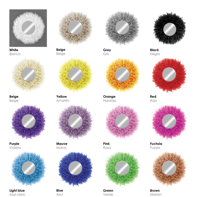 Round mirror wall decor Juju hats mirror Feathers round Etsy