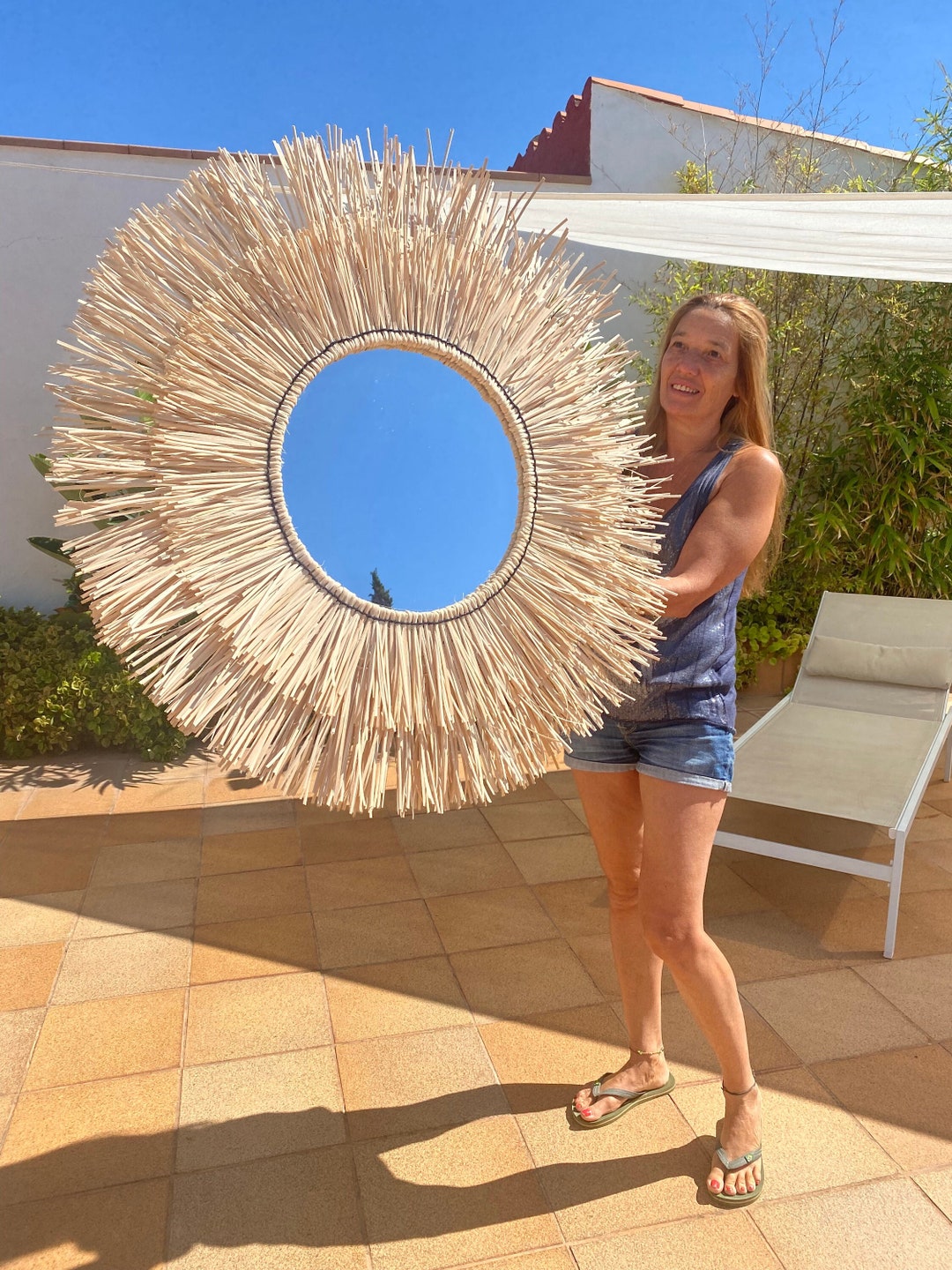 Rattan Mirror Wall Decor, Boho Decor, Mirror Wall Decor, Boho Mirror ...
