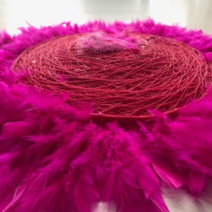 Juju hat wall decor mirror, Mirror wall decor, Wall decor mirror, Juju hats wall decor, Feathers wall decor, Jujuhat feathers JUJU mirror Fuchsia