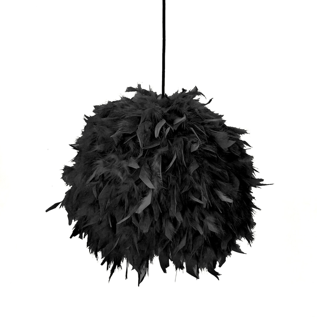 Black Feathers Pendant Lamp, Nursery Light, Pendant Light Feather, Modern Pendant Light, Nordic ...