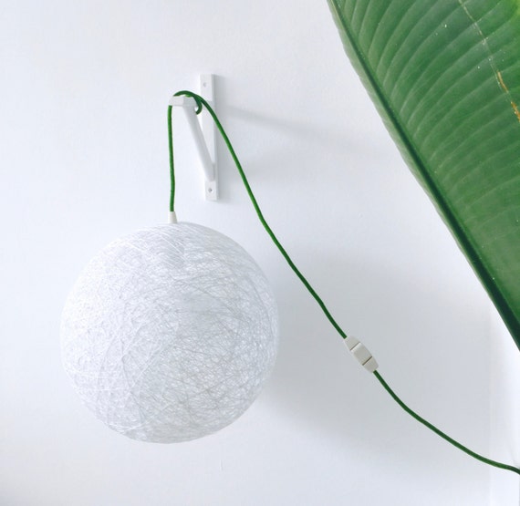Lámpara de noche con soporte para pared, Lámpara de pared con soporte de madera, Iluminación de pared, Apliques de noche - SPHERE (25 cm)