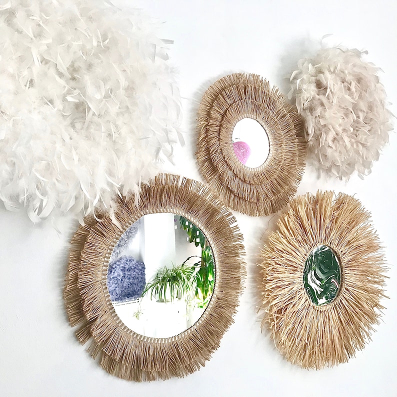 Boho Mirror Wall Decor With Fringes Round Mirror Wall Decor Etsy