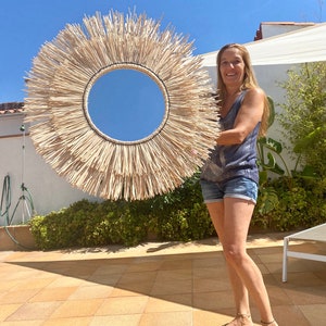 Rattan mirror wall decor, Boho decor, Mirror wall decor, Boho mirror wall decor, Large round wall decor, Wall decor mirror MIRROR CANCUN image 7