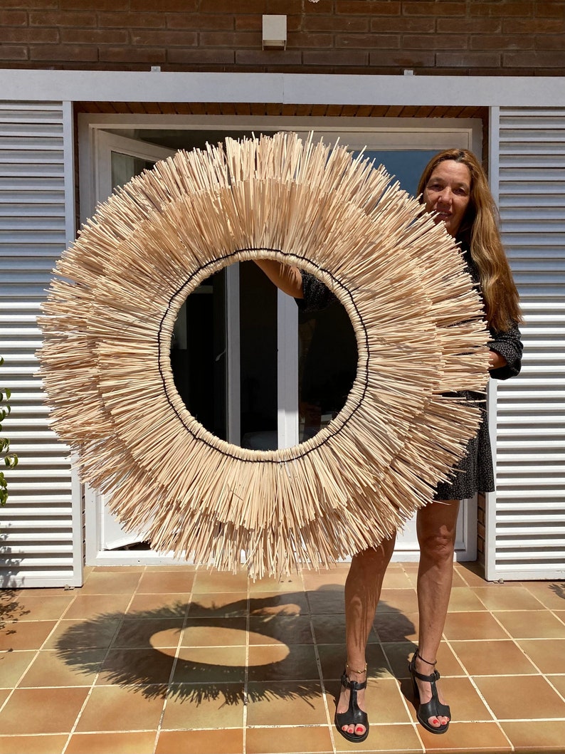 Rattan mirror wall decor, Boho decor, Mirror wall decor, Boho mirror wall decor, Large round wall decor, Wall decor mirror MIRROR CANCUN imagem 6