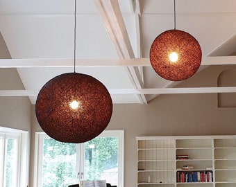 2 Scandinavische handgemaakte designlampen, moderne plafondlampen, hanglampen in Scandinavische stijl, dubbele hoogte - SPHERE (40 cm en 60 cm)