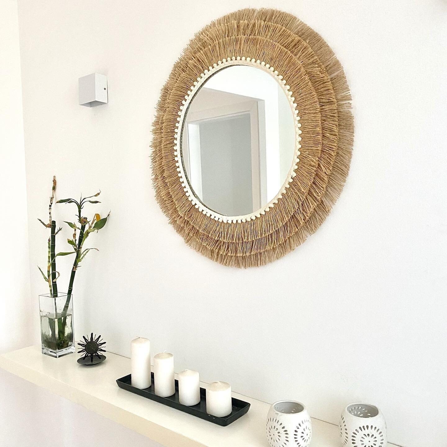 Lot De 2 Miroirs Muraux Bohème Avec Franges Macramé | Décoration Tissée Main - Style Vintage Pour Chambre, Salon