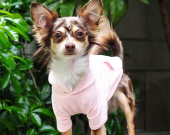 Sudadera con capucha de bambú para perro, rosa claro / Sudadera con capucha lisa para mascota / Sudadera con capucha para perro / Ropa para perro pequeño / Ropa suave y elástica para perro