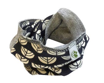 Dog bandana scarf • Infinity Navy Sprouts Leaf Printed Dog Scarf • Soft Bamboo Organic Dog Bandana Handmade dog snood scarf