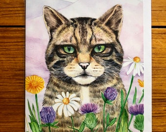 Tarjeta de felicitación de gato montés escocés