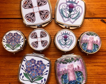 Highland Celtic Art 'Inspired" Compact Mirrors and Pill boxes.