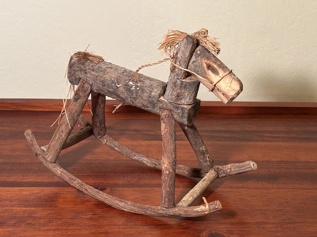 Handmade Vintage Wooden Rocking Horse Rustic Decor, Primitive Rocking ...