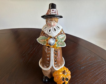 Blue Sky Thanksgiving Pilgrim by Heather Goldminc