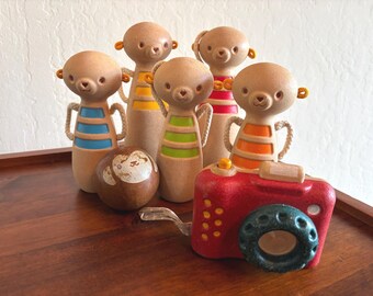 PlanToys Monkey Bowling Set with My First Camera Wooden Toy Lot