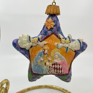 Jim Shore 2004 Nativity Star Ornaments Enesco Heartwood Creek Christmas Folk Art Decor