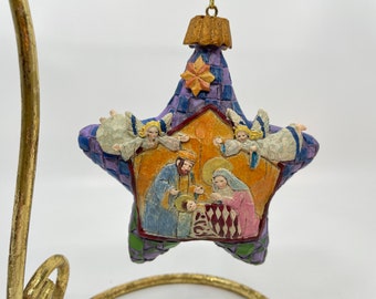 Jim Shore 2004 Nativity Star Ornaments Enesco Heartwood Creek Christmas Folk Art Decor