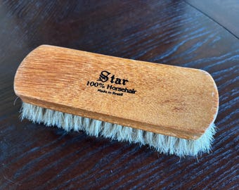 Vintage Star of Brazil Horsehair Shoe Shine Brush With Curved Wood Handle