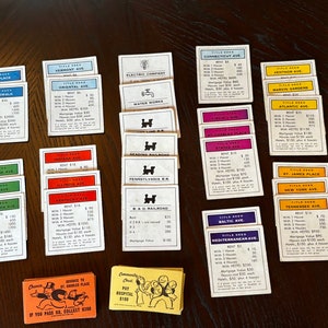 1961 Monopoly Game Cards, Vintage Game Pieces, Chance and Community Chest 1936