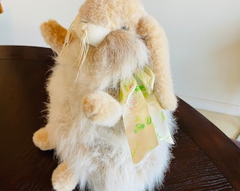 Unipak Rabbit Plush Realistic Long Hair Lop Ear Furry Bunny, Easter Decor, Spring Cottagecore