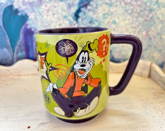 Disney Store Goofy Gawrsh Mug Green Purple Ceramic Coffee Cup
