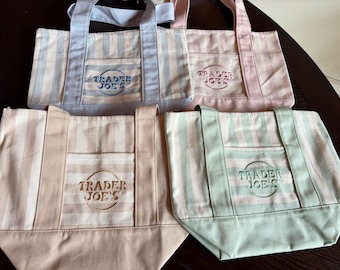 Trader Joes Tote Bag, Mini Totes in NEW Striped Colors Summer Gift 2026