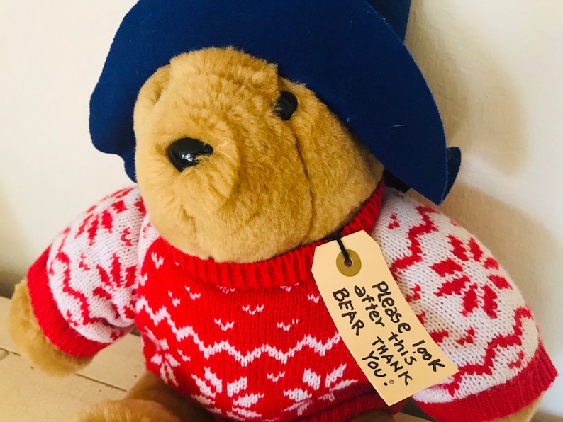 Sears Paddington Bear Plush Christmas Sweater Stuffed Bear
