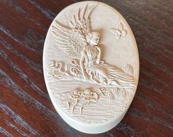 Vintage Angel Star Keepsake Box, Lidded Oval Small Treasures Box with Fairy and Butterflies
