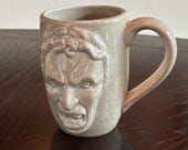 Textured Stoneware Face Mug Zeon RG Sculptural Coffee Cup