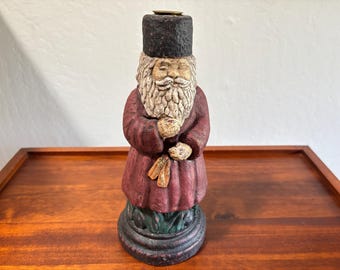 Vintage La Scala Cossack Santa Resin Candle Holder 11 Inch Rustic Christmas Decor