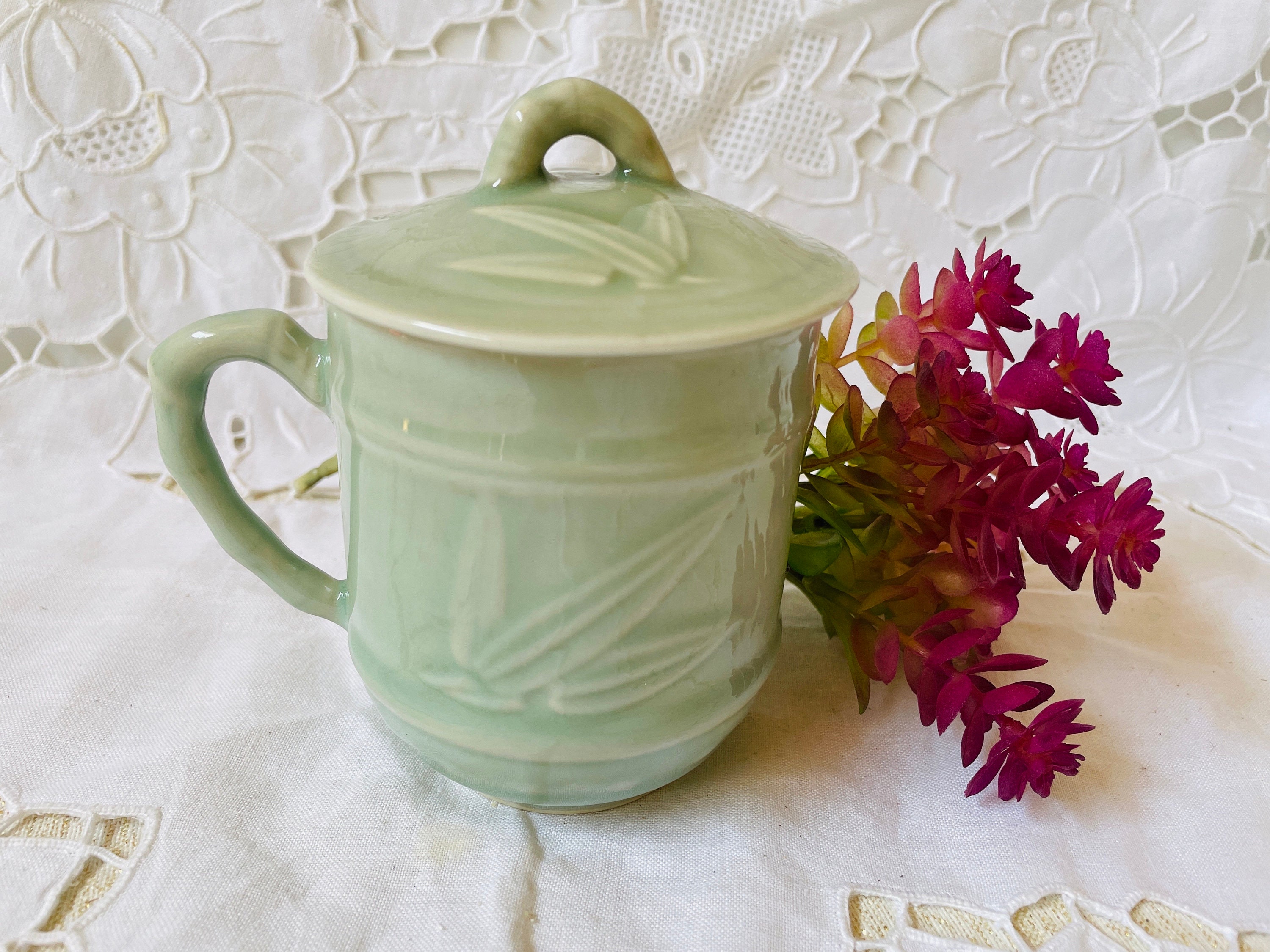 Qingci Celadon - Bamboo Joint Tea Cup - Long Quan Green Plum Celadon  Porcelain - Liu - Tea & Art Shop