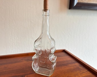 Vintage Violin Cello Glass Vase Decanter Bottle, Gift for Musician